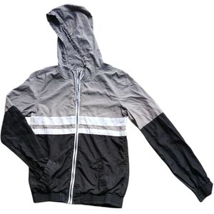 Zine Clothing Black and Gray Hooded‎ Windbreaker